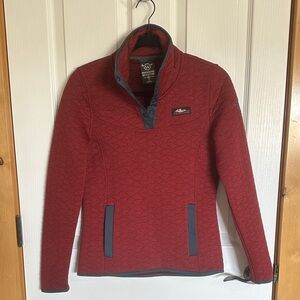 Moosejaw Quilted Pullover Jacket in Red with Gray Trim